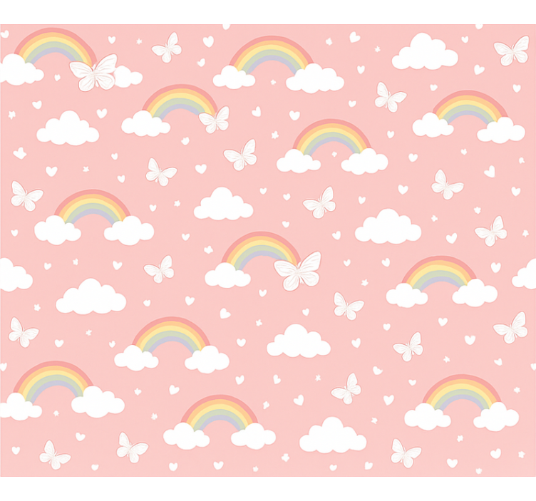 Wallpaper childrens room pink kids rainbow design - TenStickers