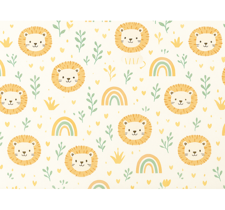 Wallpaper childrens room kids rainbow and lions design - TenStickers