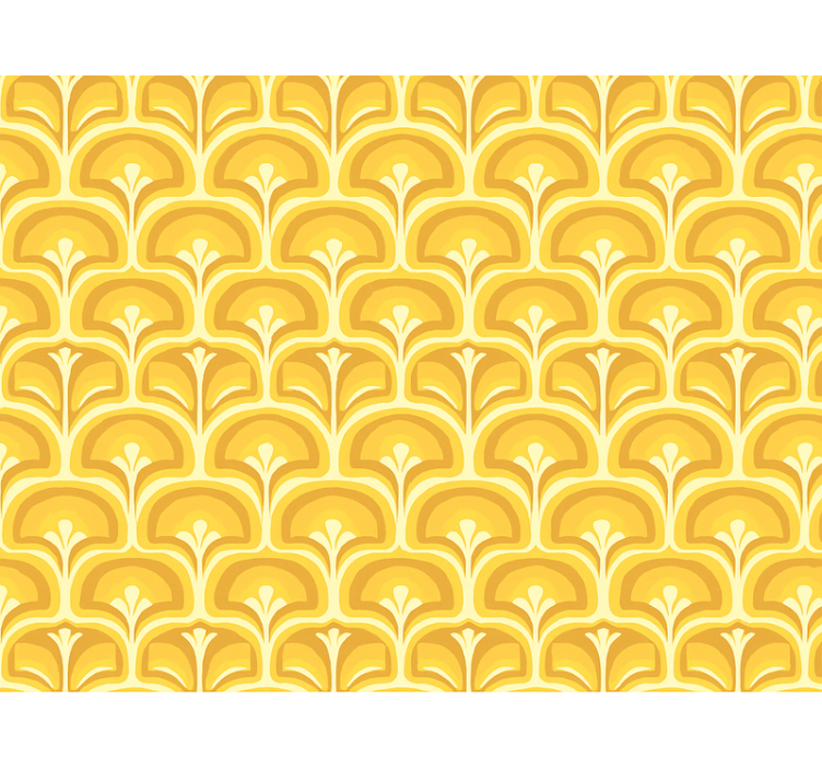 Living room wallpaper retro 70s yellow shapes - TenStickers