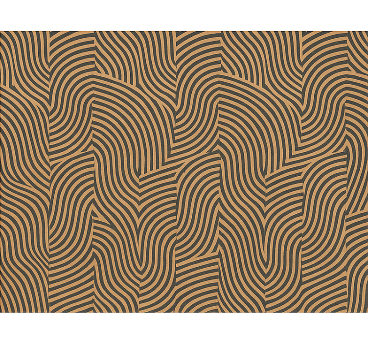 Living room wallpaper modern black and orange lines - TenStickers