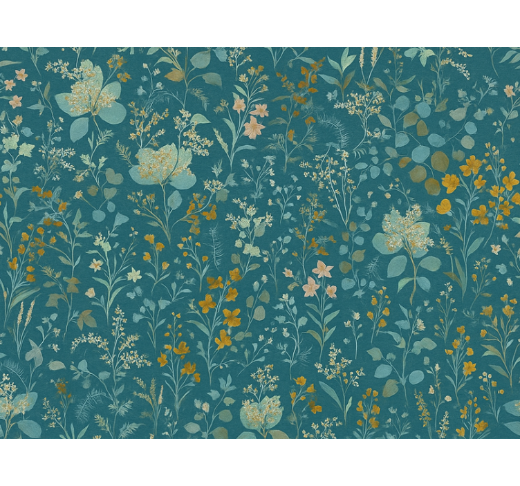 Master bedroom wallpaper blue vintage floral design - TenStickers
