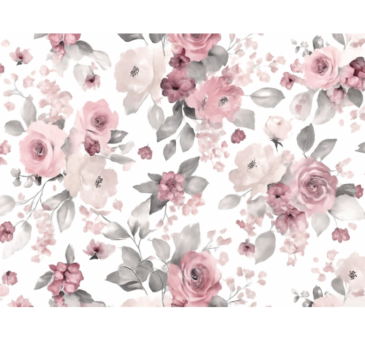 Master bedroom wallpaper grey delicate blossom - TenStickers