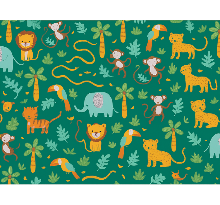 Wallpaper childrens room cute kids simple jungle design - TenStickers