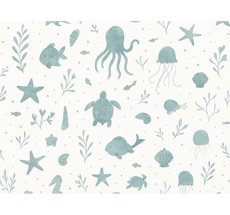 Wallpaper childrens room blue and white nautical design - TenStickers