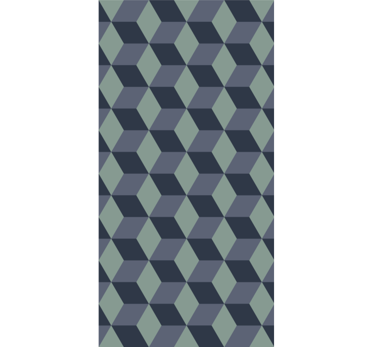 Bedroom wallpaper in retro cube pattern blues - TenStickers
