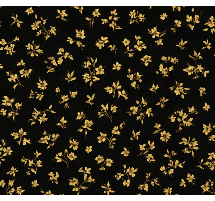 Bedroom wallpaper dark background with gold flowers - TenStickers