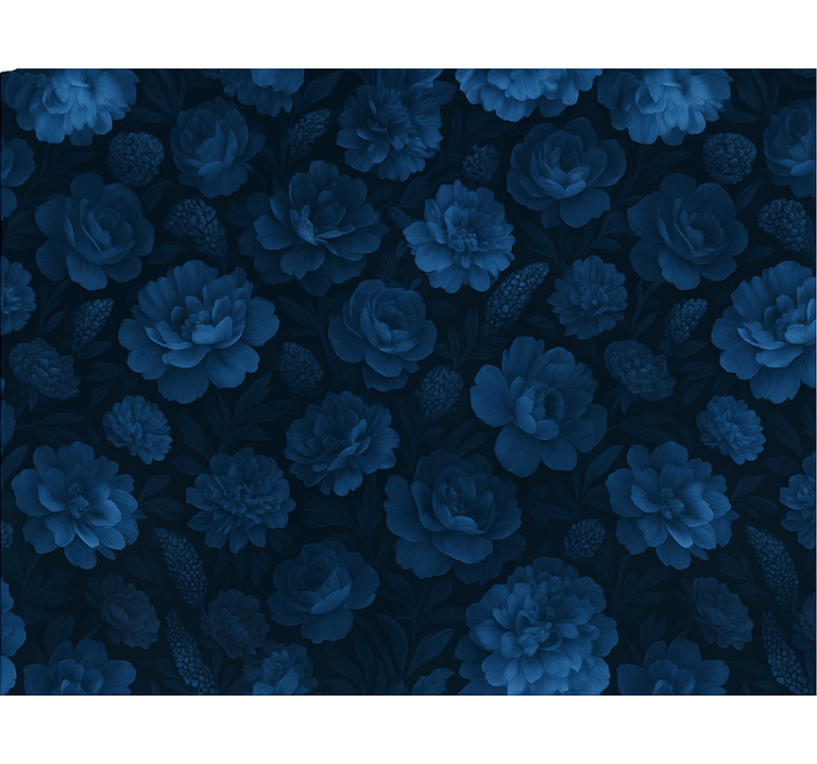 Bedroom wallpaper dark blue mysterious floral design - TenStickers