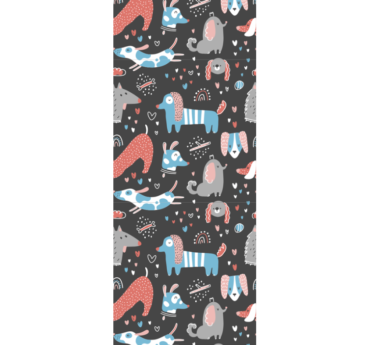 Bedroom wallpaper with cute dog illustrations - TenStickers