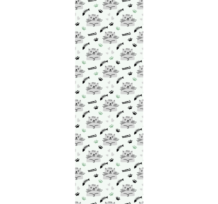 Bedroom wallpaper cute cats with paws pattern - TenStickers