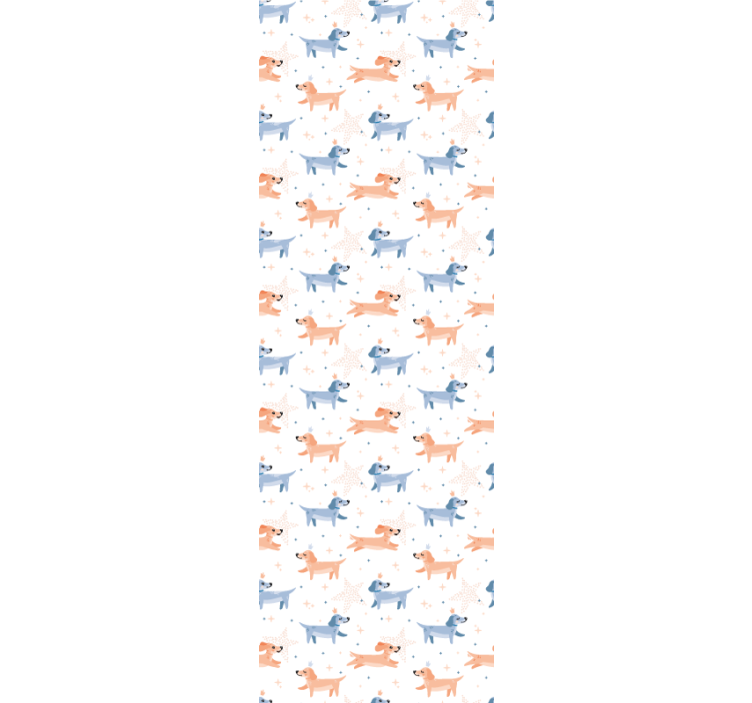 Bedroom wallpaper with adorable crowned dogs - TenStickers