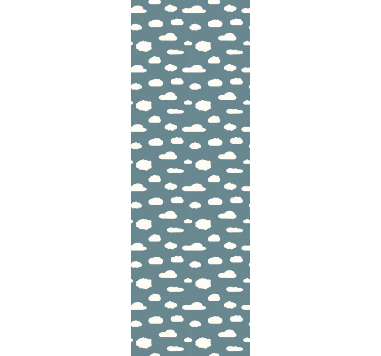 Bedroom wallpaper with white pattern on blue - TenStickers