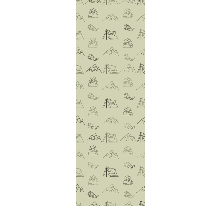 Bedroom wallpaper featuring hand-drawn camping items - TenStickers