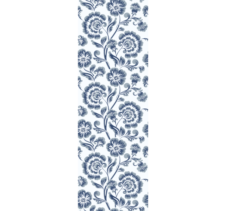 Bedroom wallpaper blue flowers grandmillennial pattern - TenStickers