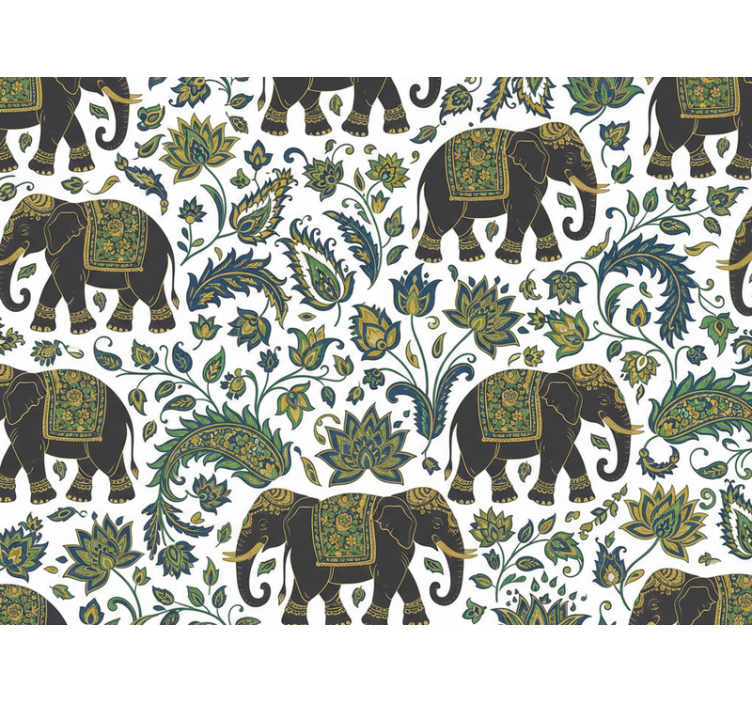 Elephant wallpaper realistic elephant pattern - TenStickers