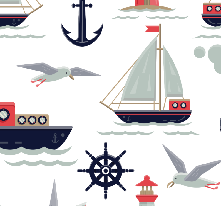 Childrens wallpaper navy motifs - TenStickers