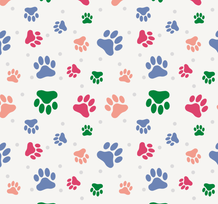Paw Pattern Decor wallpaper of a dog - TenStickers