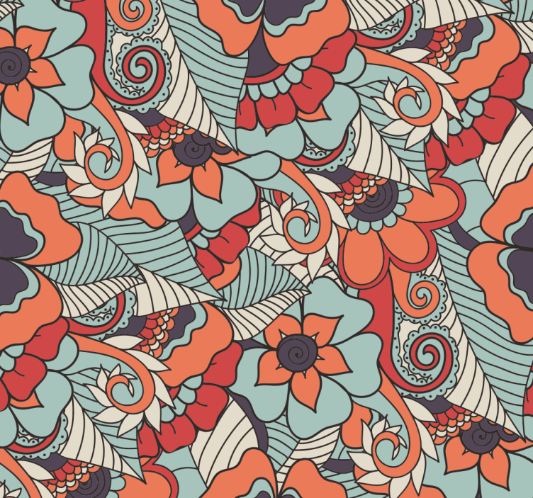 Vibrant Pattern wallpaper flowery - TenStickers