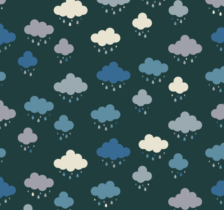 Cloudy Rain Scene wallpaper for the nursery - TenStickers