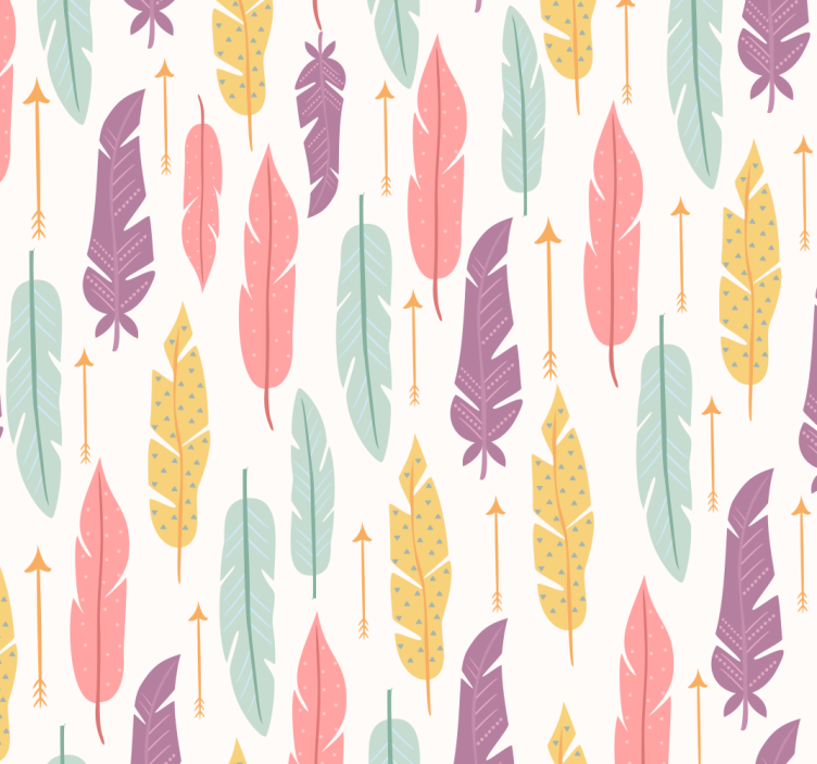 Colourful Feather Bedroom Wallpaper - TenStickers