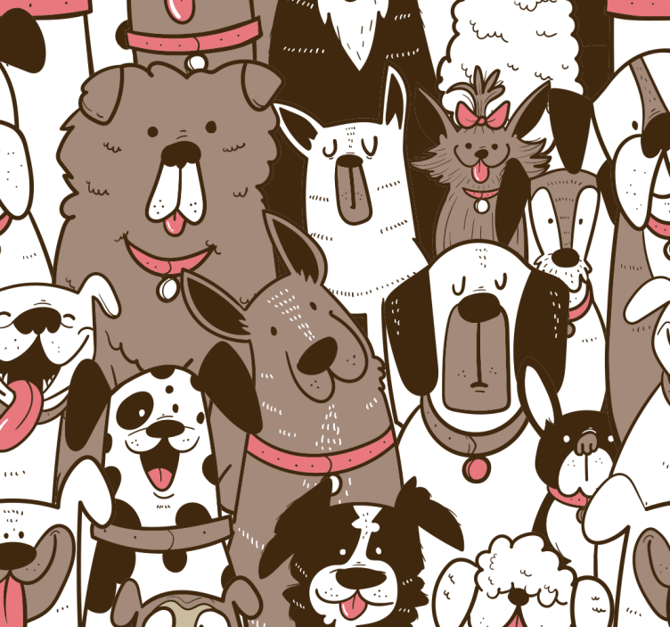 Dog faces Living Room Wallpaper - TenStickers