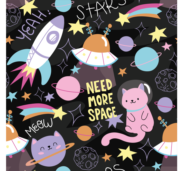 wallpaper cat in space Childrens Wallpaper - TenStickers