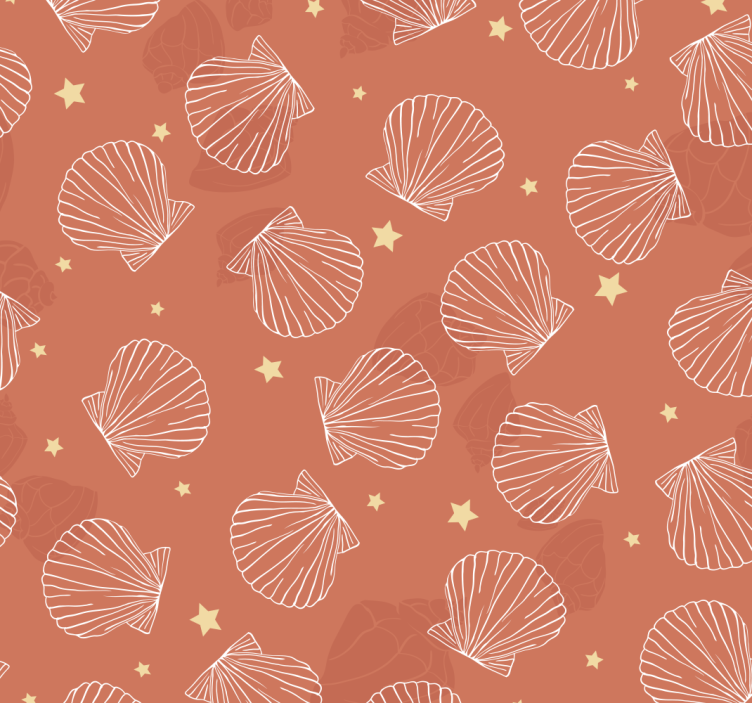 Seashell Star Pattern cute animal wallpaper - TenStickers