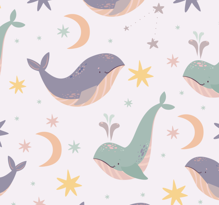 Whimsical Whale Patterns cute animal wallpaper - TenStickers