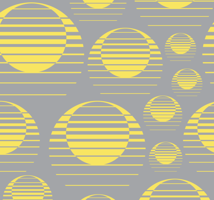 Retro Sun draw grey yellow Abstract wallpaper - TenStickers