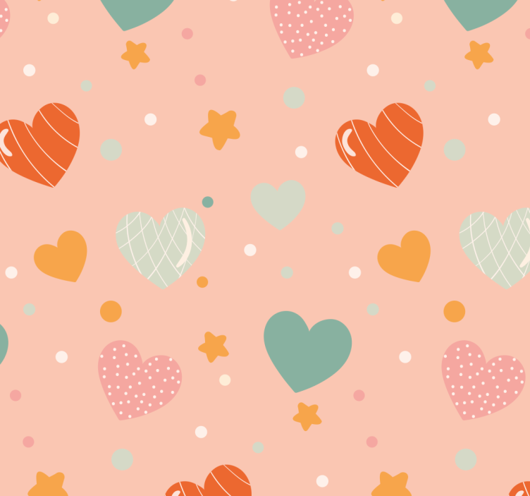 Hearts and stars pattern wallpaper for the nursery - TenStickers