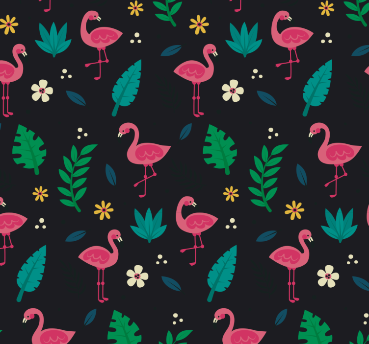 Flamingo Pattern cute animal wallpaper - TenStickers