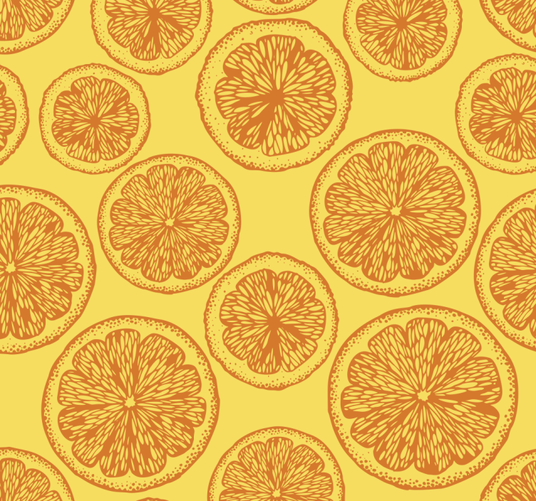 Citrus Slice Pattern wallpaper colour orange - TenStickers