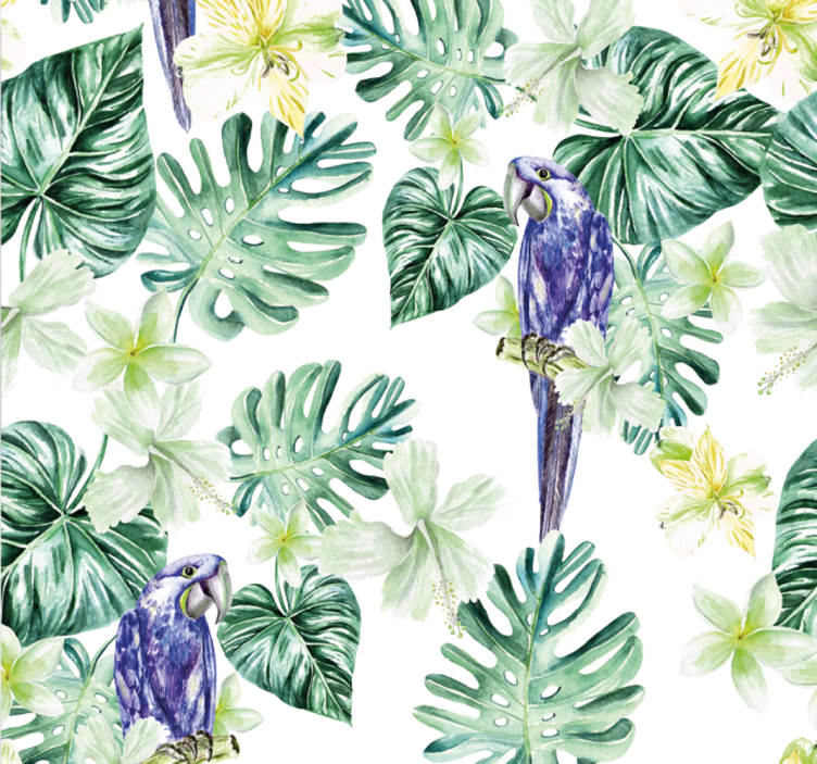 Tropical Parrot Flora parrots wallpaper - TenStickers