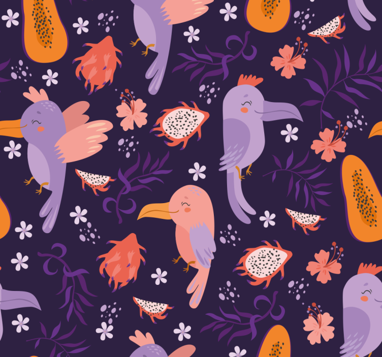 Tropical Bird Pattern cute animal wallpaper - TenStickers