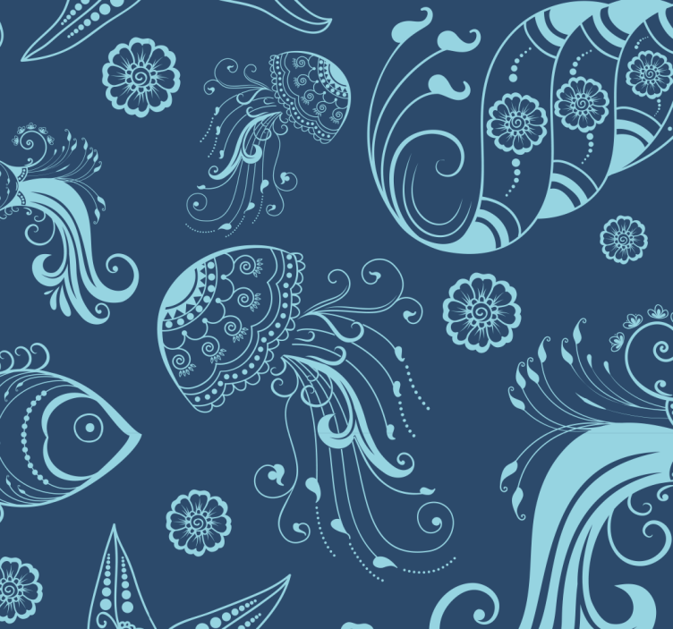 Ornamental Sea Life Animal Wallpaper - TenStickers