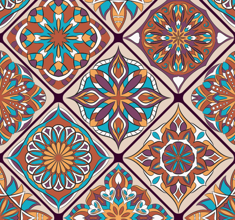 Ornate Tile-Inspired Pattern tiles wallpaper - TenStickers