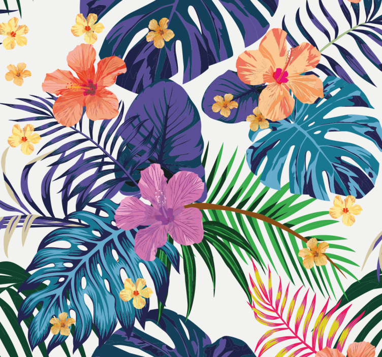 Hawaiian colorful flowers wallpaper - TenStickers