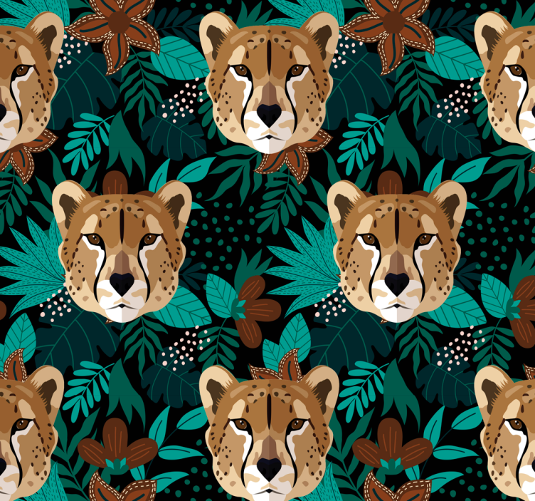 Jungle Cheetah Pattern cute animal wallpaper - TenStickers