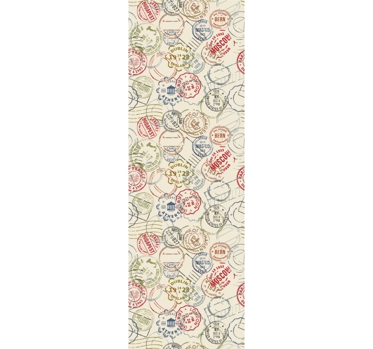 Travel Stamp Collage city wallpaper - TenStickers