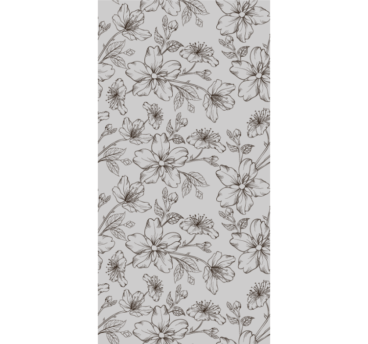 Floral Sketch Elegance flowers wallpaper - TenStickers