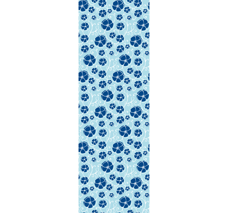 Blue Floral Tiles wallpaper flowery - TenStickers