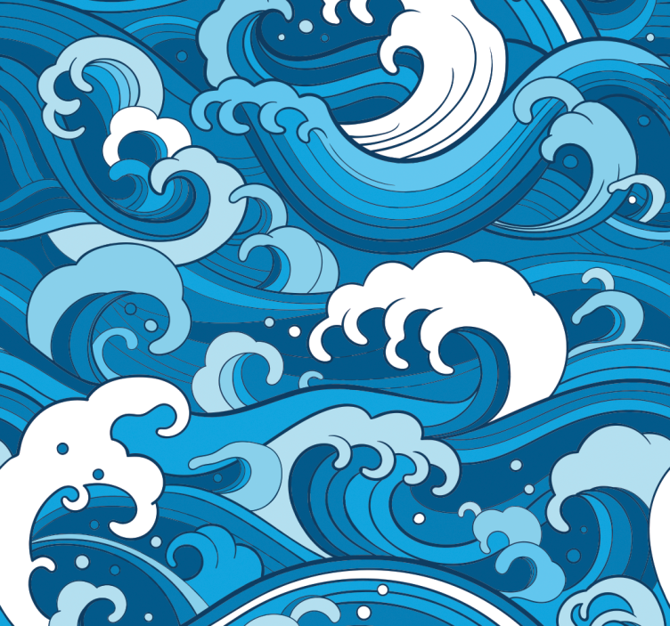 Ocean Wave Pattern a blue wallpaper - TenStickers