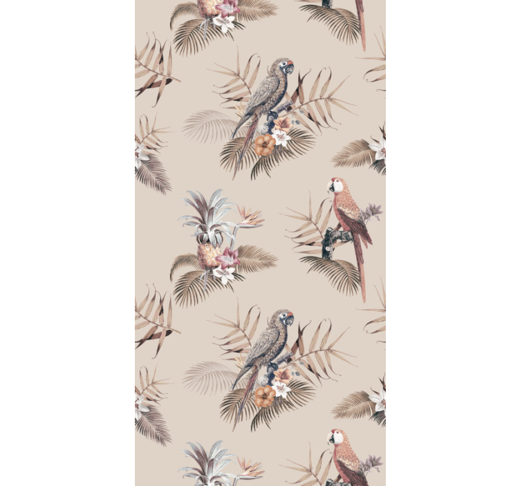 Macaw tropical illustration flower wallpaper - TenStickers