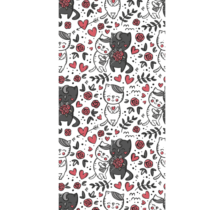 Feline Floral Delight cat wallpaper - TenStickers