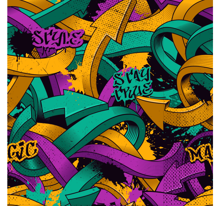 Graffiti Ribbons art deco wallpaper - TenStickers
