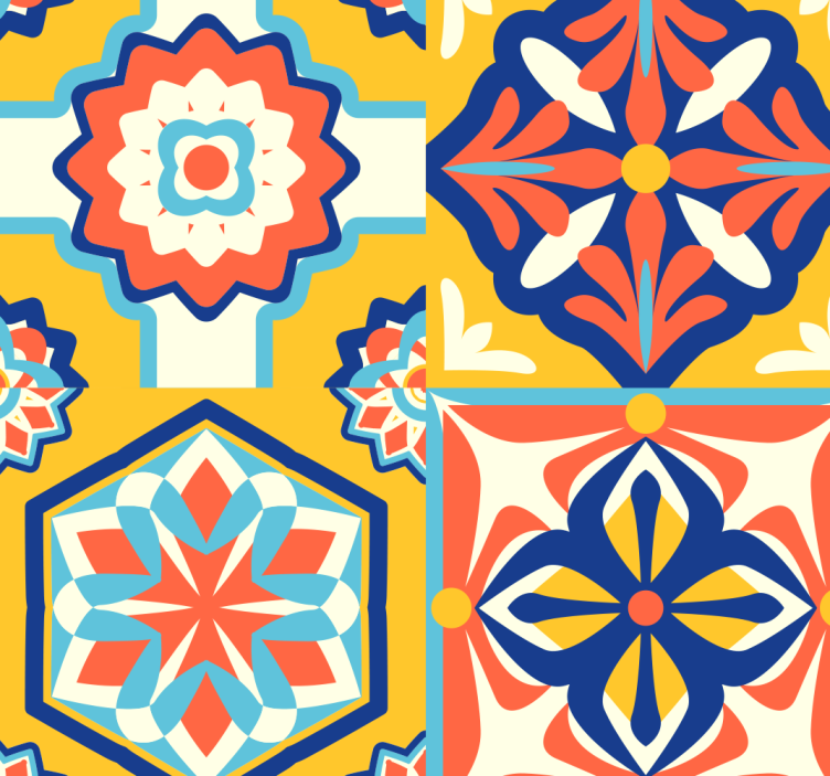 Psychedelic Pattern Ornamental Wallpaper - TenStickers