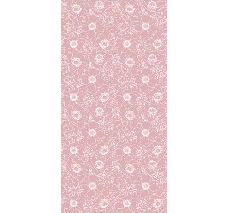 Floral Outline Motif flowers wallpaper - TenStickers