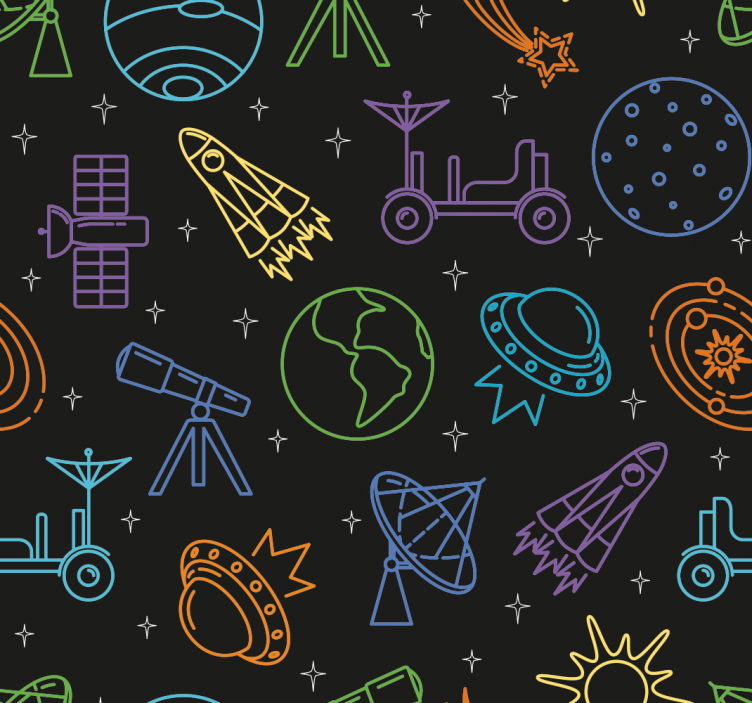 Celestial exploration wallpaper childrens room - TenStickers