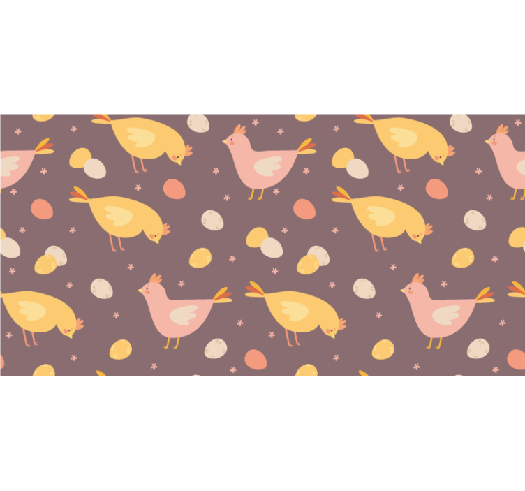 Playful Chickens Pattern cute animal wallpaper - TenStickers