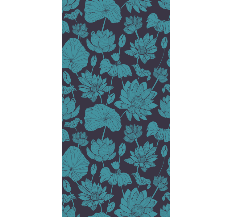 Botanical Lotus Pattern flowers wallpaper - TenStickers