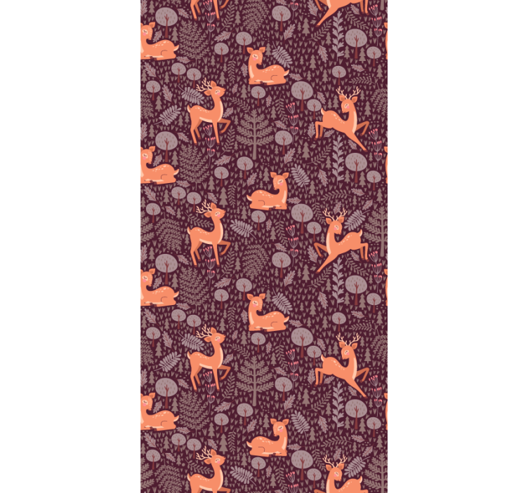 Fawn Forest Pattern cute animal wallpaper - TenStickers